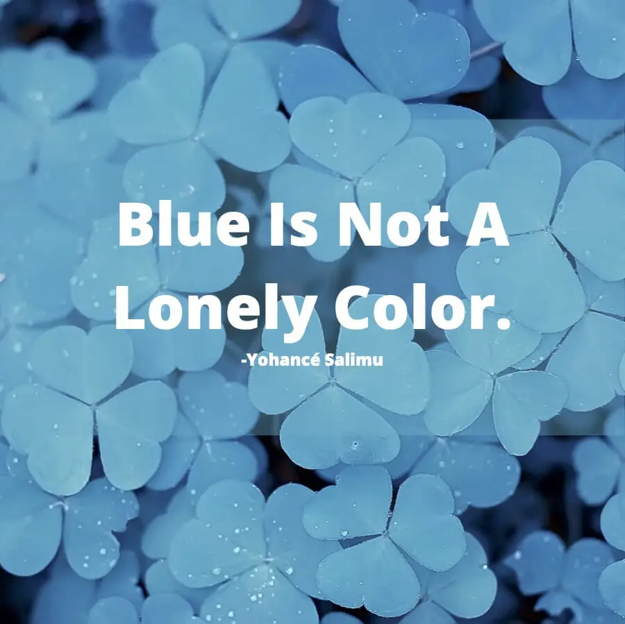 motivational quote on flowers and the color blue.